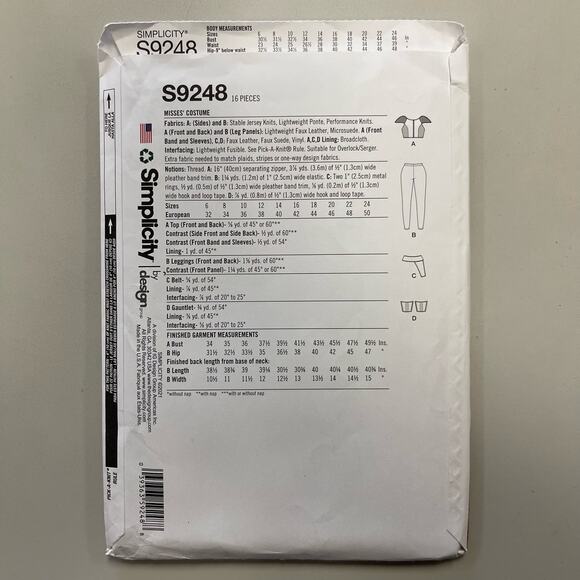 Simplicity 9248 Sewing Pattern Space Mercenary Costume Misses' Sz 6-14 Uncut FF - Picture 2 of 4